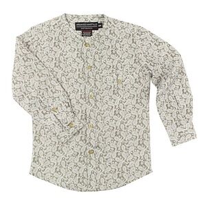 ❤️🆕 ARMANDO MARTILLO BOYS COLLARLESS CLASSIC FIT GRAY PRINT DRESS SHIRT size 12